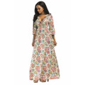 Bohemia style digital floral print sexy long dress large size half sleeve v neck dress